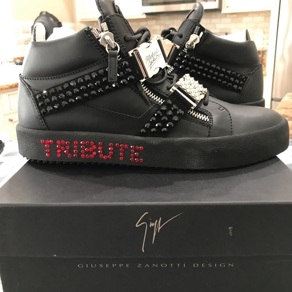 GIUSEPPE ZANOTTI Sneakers Michael Jackson Tribute 2018 Black Leather size 44.5